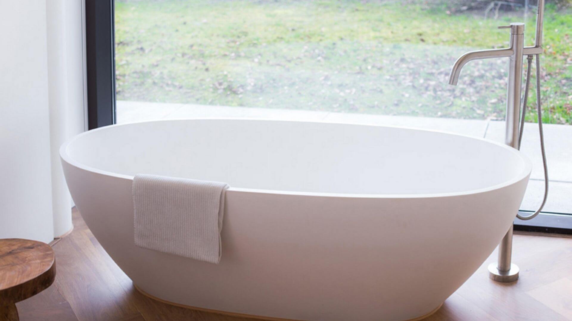 Floor Mounted Tap White Bath