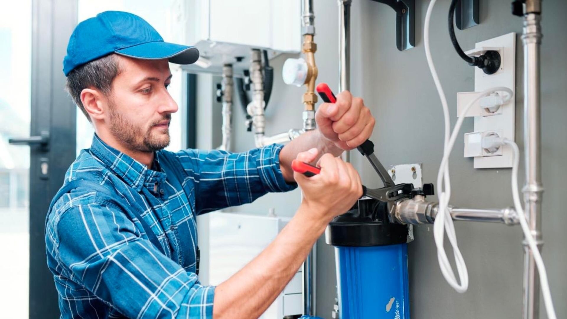 Person Hat Fixing Plumbing