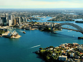 Aerial view across Sydney